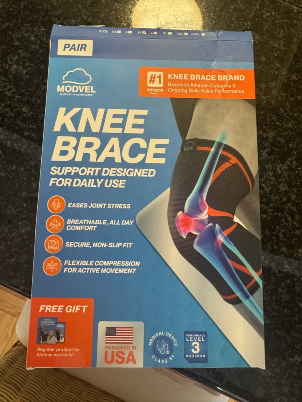 NWT Modvel Compression Knee Brace (2 Pack, Men or Women)
